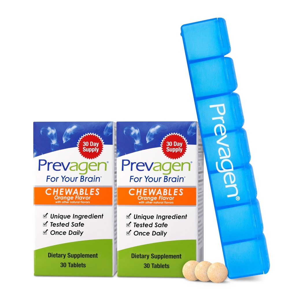 Prevagen Reguler Stronge Chewables - 60 Tablet (2 Bulan Suply): Formulated for Your Brain 124; 10mg of Apoaecorin Plus Vitamin D3 with 7- Day Pill Minder