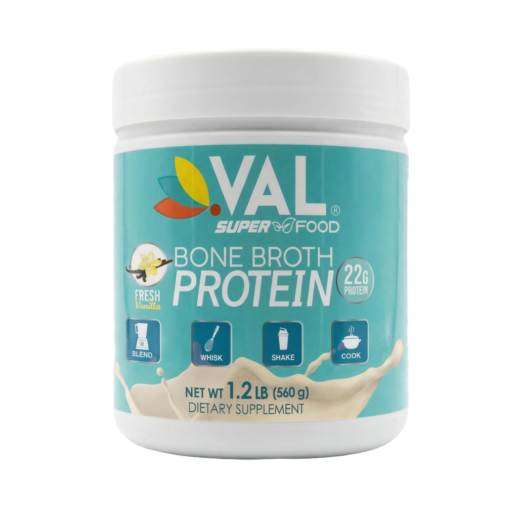 VAL Bone Protein Powder - 22g Protein, 12g Collagen, MCT & Pea Protein - Gut, Skin & Gabungan Dukungan - Paleo Friendly, Gluten Free - Chicken Flavor, 16 Servings