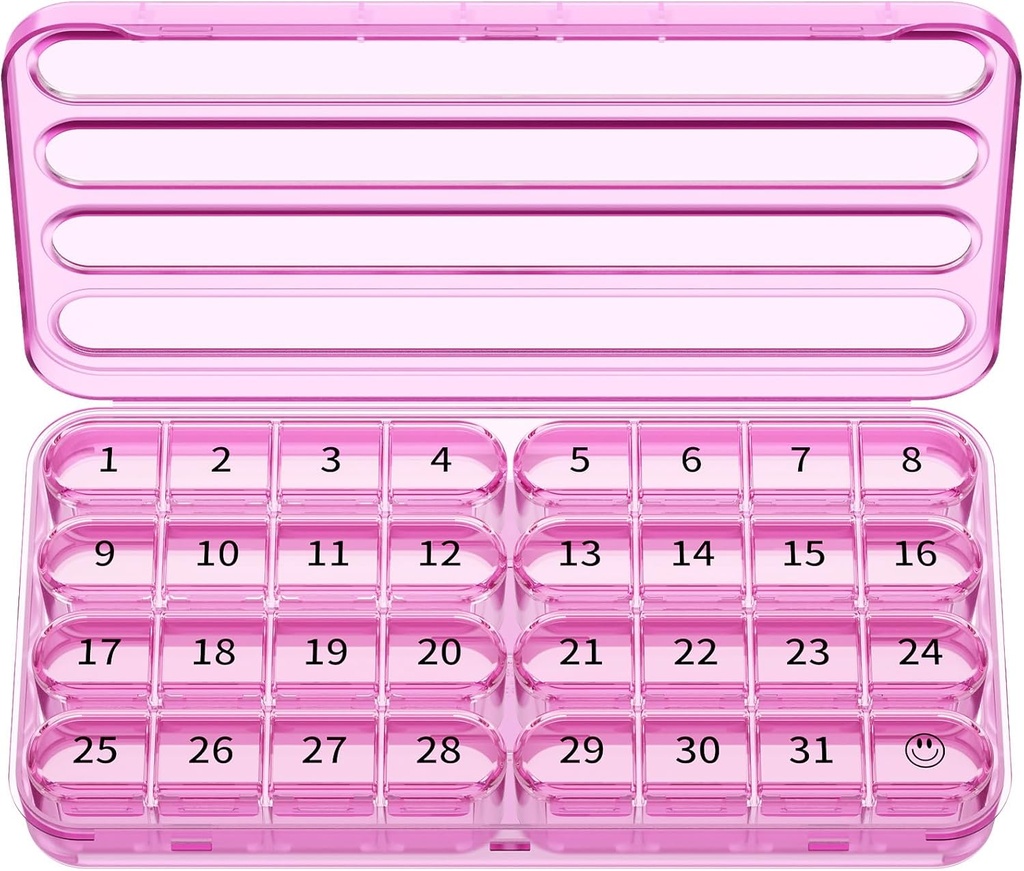 Zoksi Monthly Pill Organizer 1 Times sehari, 30 Hari Pill Box Organizer, Satu Bulan Kasus untuk Perjalanan, 31 Hari Kontainer Harian Medcine untuk Vitamin, Tambahan & Obat (Purple)
