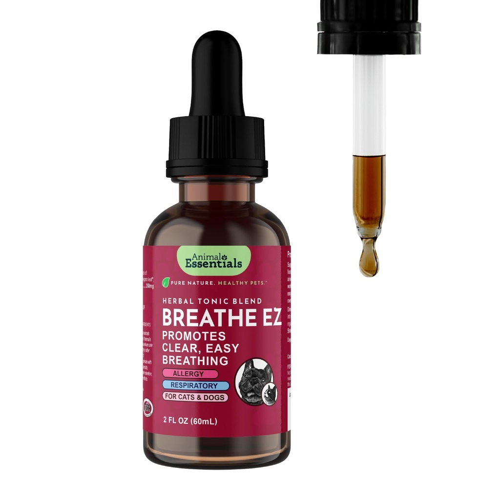 EZ Animal Breathe for Dogs & Cats - Pet Respiratory Suplement, Clear & Easy Breathing, Healthy Repiration, Herbal Formula - 2 Fl Oz