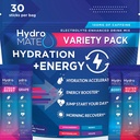 HydroMATE Electrolytes Powder Minum Mix Pack Hidration Akselerator Gula Rendah Favors untuk Rapid Recovery Vitamin C Plus Caffeine Variety Pack - 30 Count