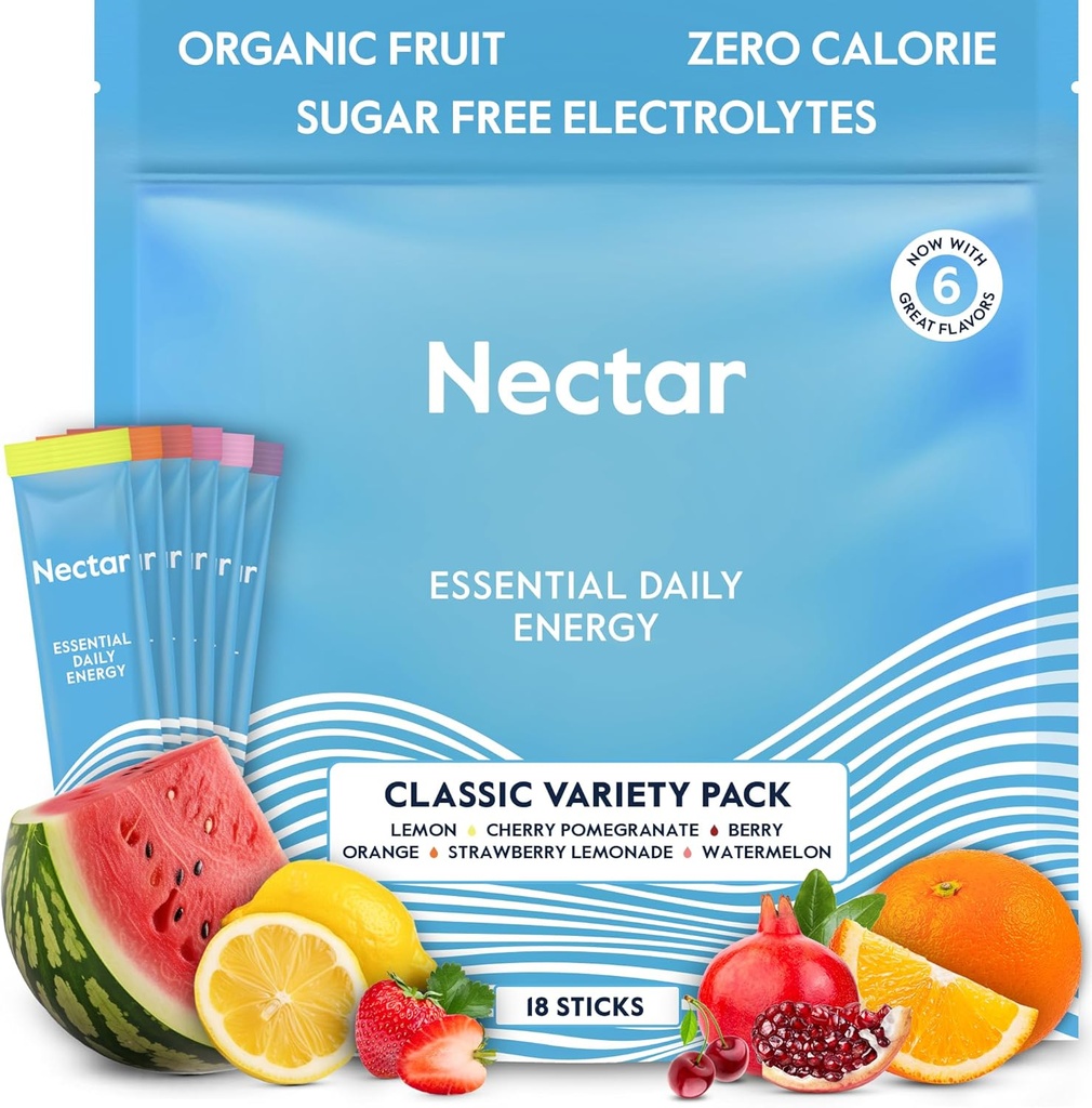 Nectar Energy Booster - Caffeine Organik, B12 & Electrolytes - Sugar Free & Zero Calorie - Kopi Sehat, Minuman Energi & Soda Alternatif - Hidration & Energi Supplemen (Paket Milkar 18)