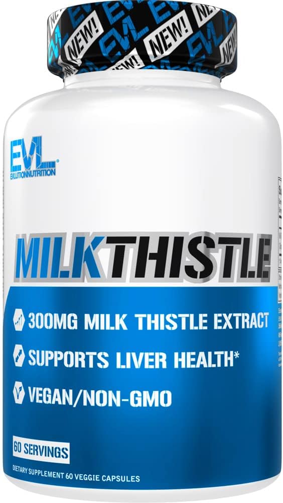 Evlution EVL Silymarin Milk Thistle Capsules - Tambahan untuk Optimal Liver Detox & Repair - Herbal Liver Dukungan Tambahan dengan Ekstrak Thistle Susu Murni - 60 Non-GMO Vevsules Capsules
