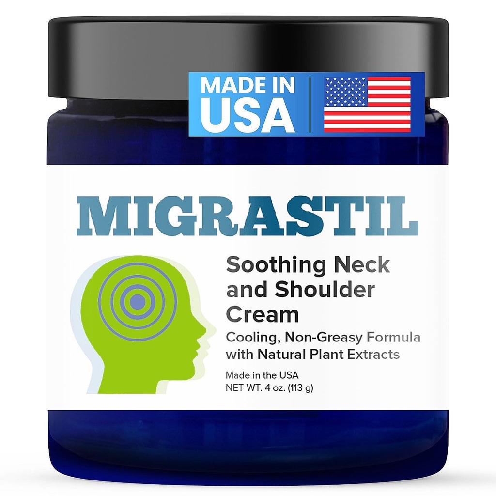 Dasar Vigor Migrastil Soothing Neck & Shoulder Cream - Fast- Acting & Powerful - Non-Greasy Topical Cream (4 oz) Dibuat di Amerika Serikat