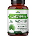 Zazzee Ekstra Kekuatan Saw Palmetto 20: 1 Ekstraksi, 6000 mg Kekuatan, 40% Acids Gendut, 120 Vegan Kasules, 4 Bulan Supply, Konsentrasikan dan Standardisasi 20X Ekstrak, Non-GMO, All- Natural, Dibuat di Amerika Serikat
