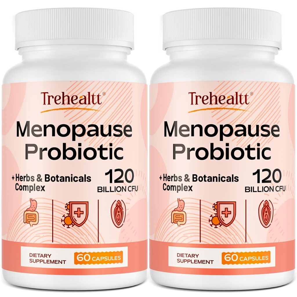 Suplemen Menopause bagi perempuan, 120 Milyar Probiotik CFU, 13- 1 Herbs & Botanicals Kompleks, untuk Hormone Menopause, Hot Flashes, Night Sweats, Mood Swings, Sturbances Tidur, Vegan, 120 Caps
