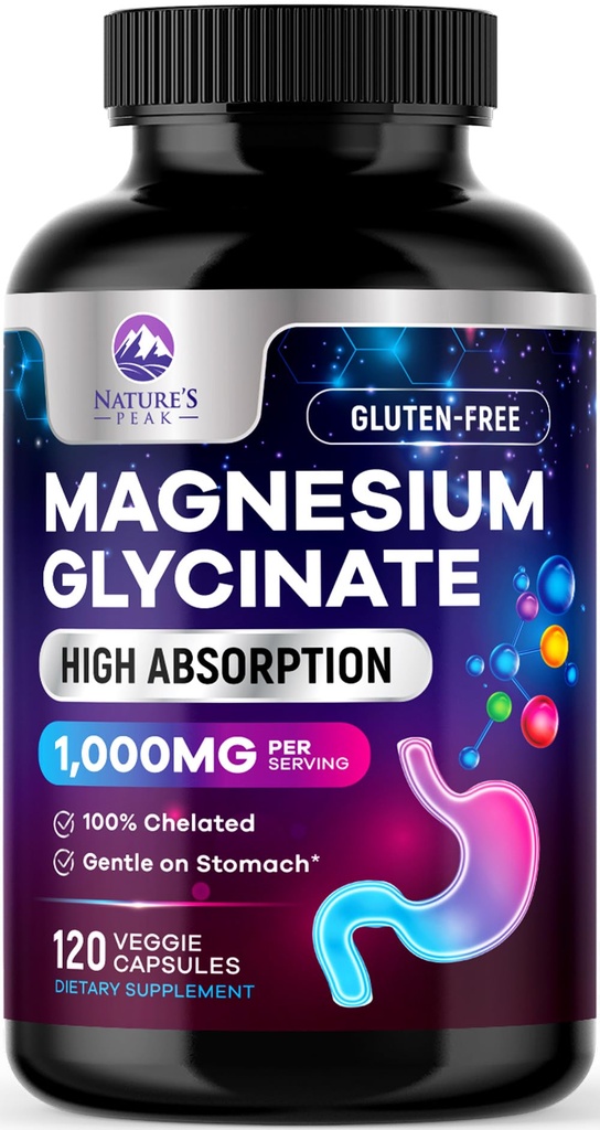 Magnesium Glycinate 500mg Capsules - Pure & Chellated for Max Absorpsi - Mendukung Otot, Nerve & Heart Health, Dukungan Tidur - Pendukung Magnesium Pil Terbaik untuk Dukungan Tubuh Seluruh - 120 Katup