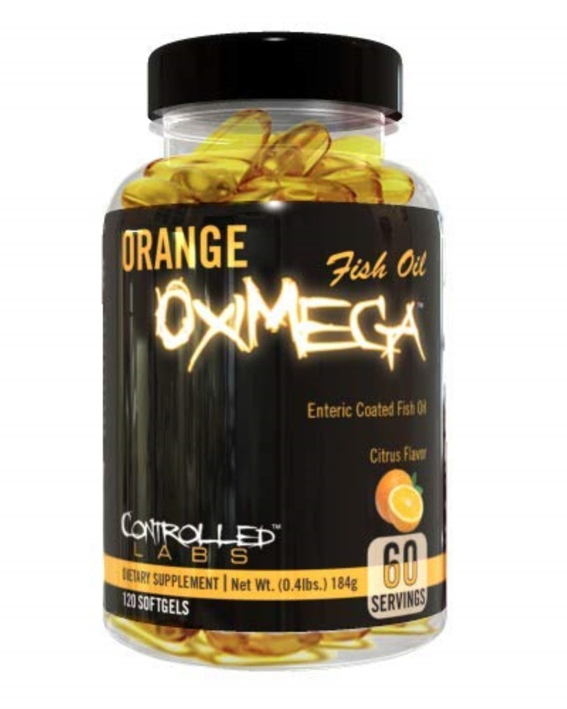Controlled LABS Orange Oximega Fish Oil Suffels 120 Softgels, EPA dan DHA, 2000mg Omega- 3 Fatty Acids, Citrus- Flavor, Burpless Softgels
