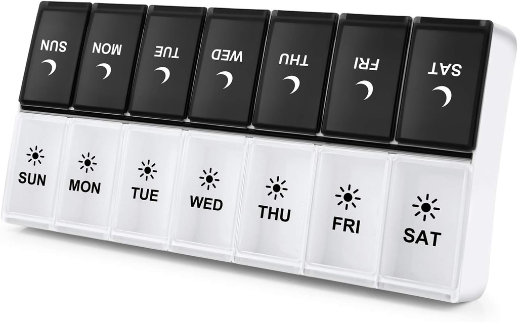 DANYING Large Pill Organizer 2 Kali sehari, Weekly Box Per AM PM Case, Day Night Container 7 Vitamin Kasus Dua kali