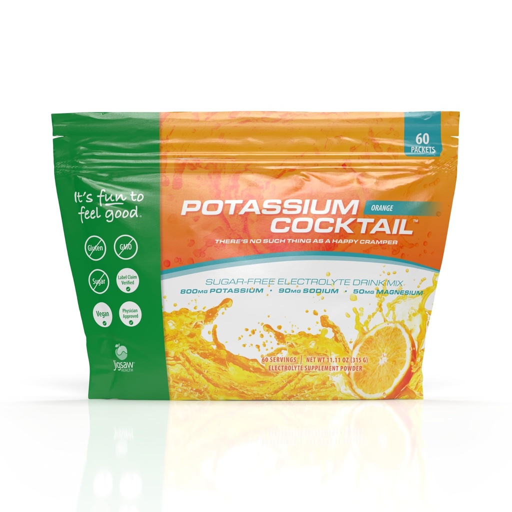 Jigsaw Kesehatan Potasium Cocktail 124; Untuk Cocktail Pickleball Kocktail 124; Orange Flavor 124; 60 Servings (Paket)