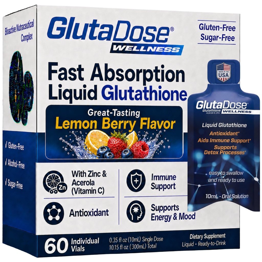Liquid Glutathione Suplemen, Lemon Berry Flavored Acerola Energy Booster w / Zinc, Daily Vitamin & Mineral, Formasi Gula Nol, Automatis- Ammune Dukungan untuk Dewasa, 0.34 fl oz, Paket 60