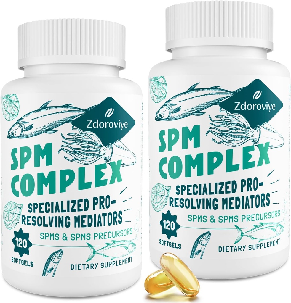 Suplemen Zdoroviye SPM - Specialized Pro-Resolving Mediators dan SPM Plecursor untuk Balanced Immune Response, Brain, Tissular & Cellular - 120 Softgeels (2 Bottle)