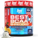 BPI Sports Best BCAA Shreded - Caffeine Free Thermogenic Recovery Dine, Lean Muscle Building BCAA Powder for Women, Pretraining BCAas Acids Drink - Fruit Punding - 25 Service