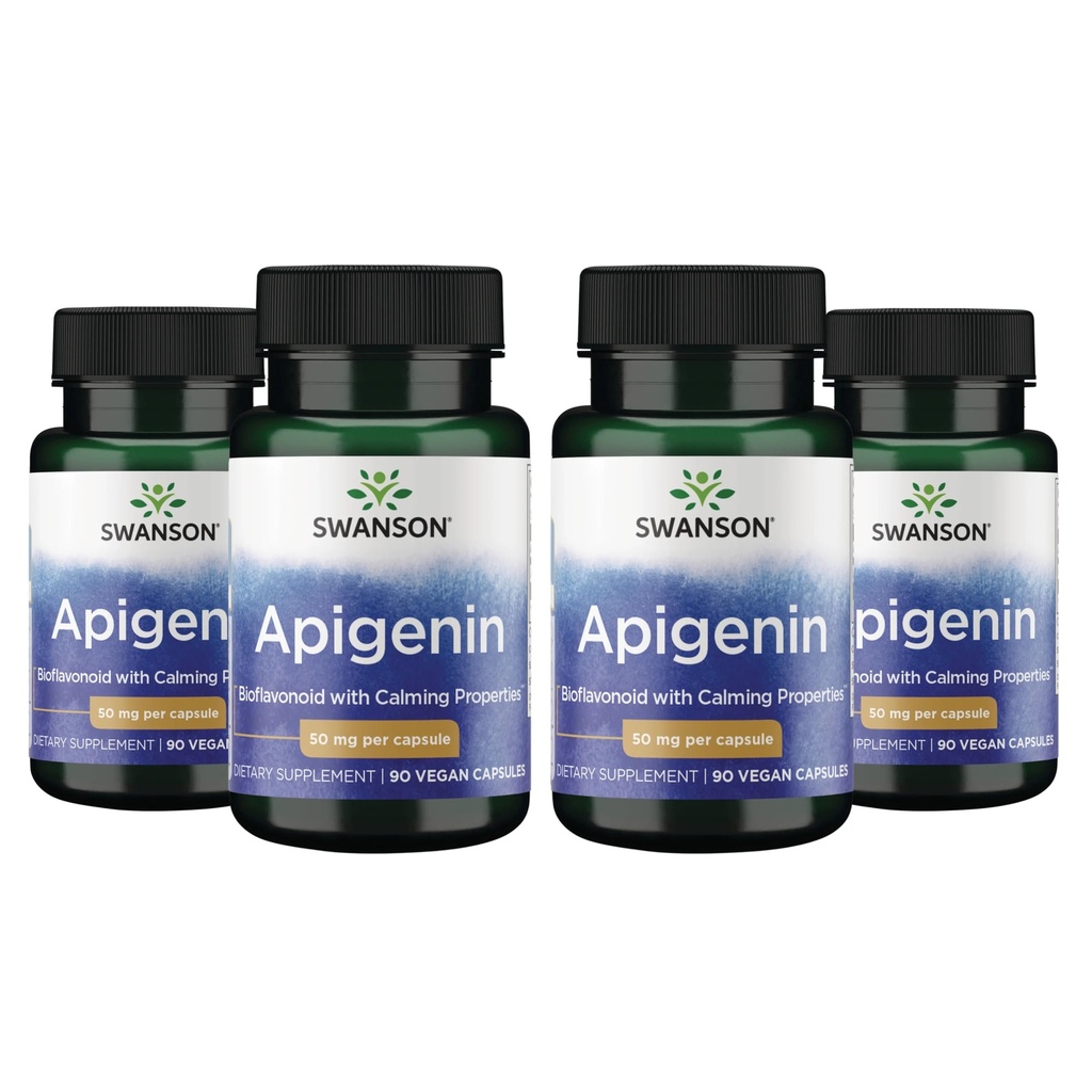 Swanson Apigenin-Bioflavonoid Suplemen Prostat Natural Metabolisme & Nerve Support Health Support Sleep & Relaxation 90 Caps, 50mg Each 4 Pack