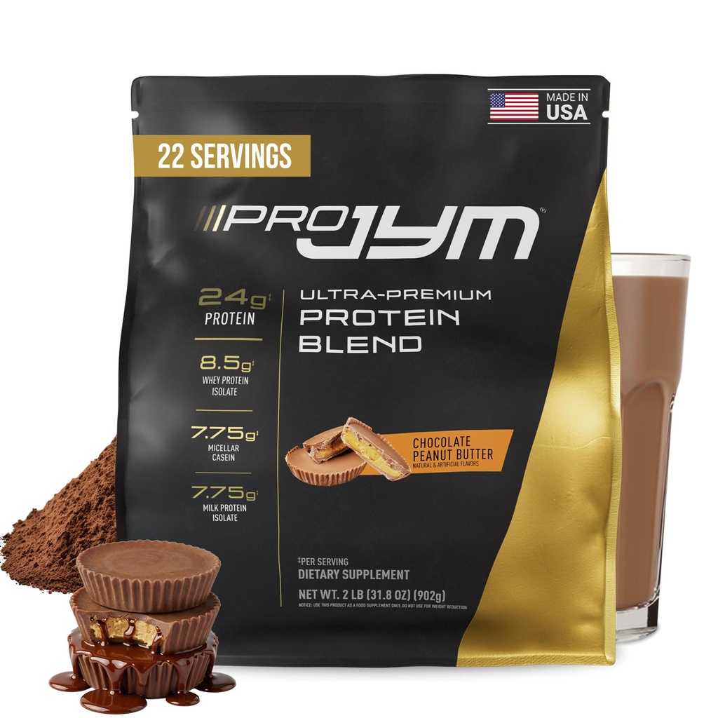 Pro JYM Chocolate Peanut Butter Powder - Whey Protein Isolates, Casein, & Milk Protein, Lean Muscle Building for Men & Women, JYM Supppplement Science, 22 Servings