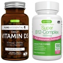 Daily Vitamin D3 + Super B12-Complex, Vegetarian Bundle, 365 2000iu Vitamin D3 Tablets + High Abligaal B12, oleh Igennus