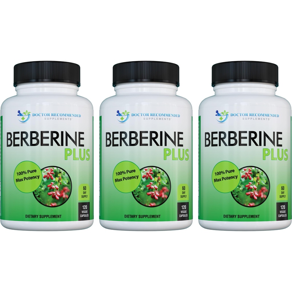 DOKTER RECOMMENDED SUPPLEMENTS Berberine Plus 1200mg Per Serving - 120 Vevgie Capsules Royal Jelly (120 Count (Paket 3))
