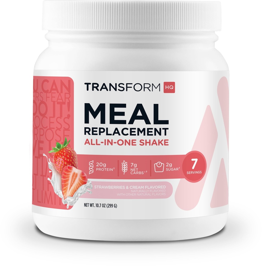 TransformHQ Pengganti Meal Shake Powder 7 (Strawberry & Cream) - Gluten Bebas, Non- GMO