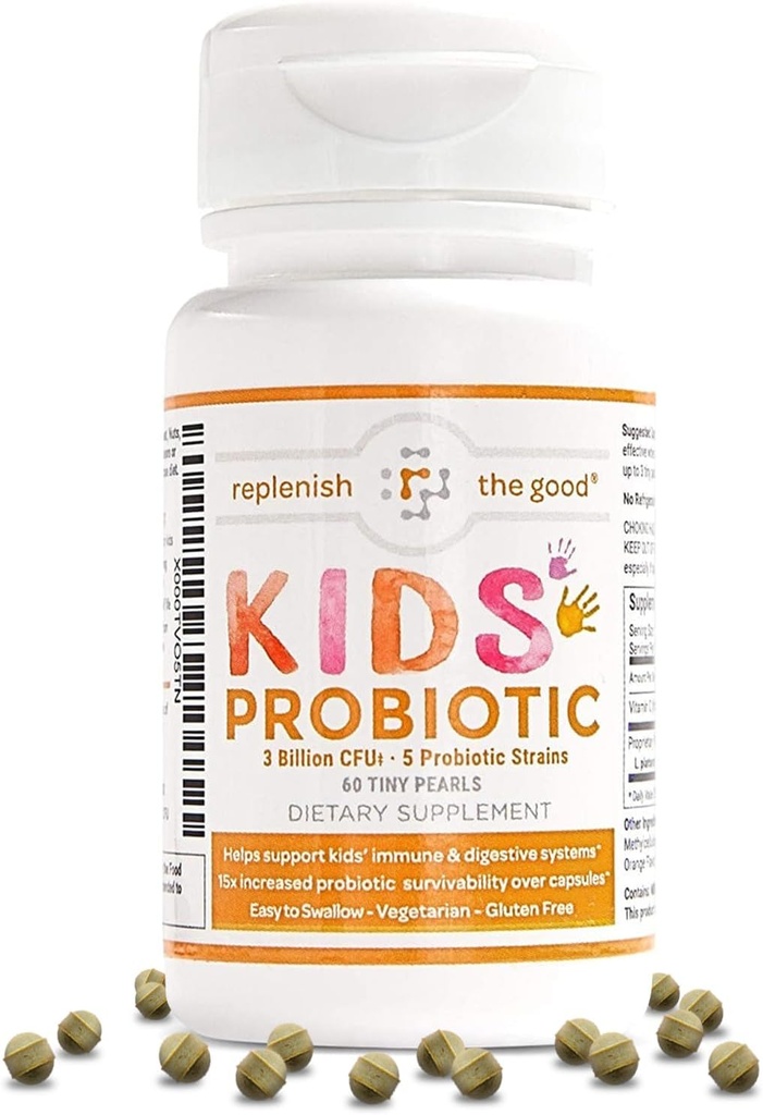 Anak-anak Vegan Prograpi, 60 Mutiara Kecil - Pemulihan Antibiotik - Membantu Mendukung Sistem Kebal & Digesi Anak - 15x Lebih Efektif Dari Gummi - Gula Bebas, Mudah ditelan