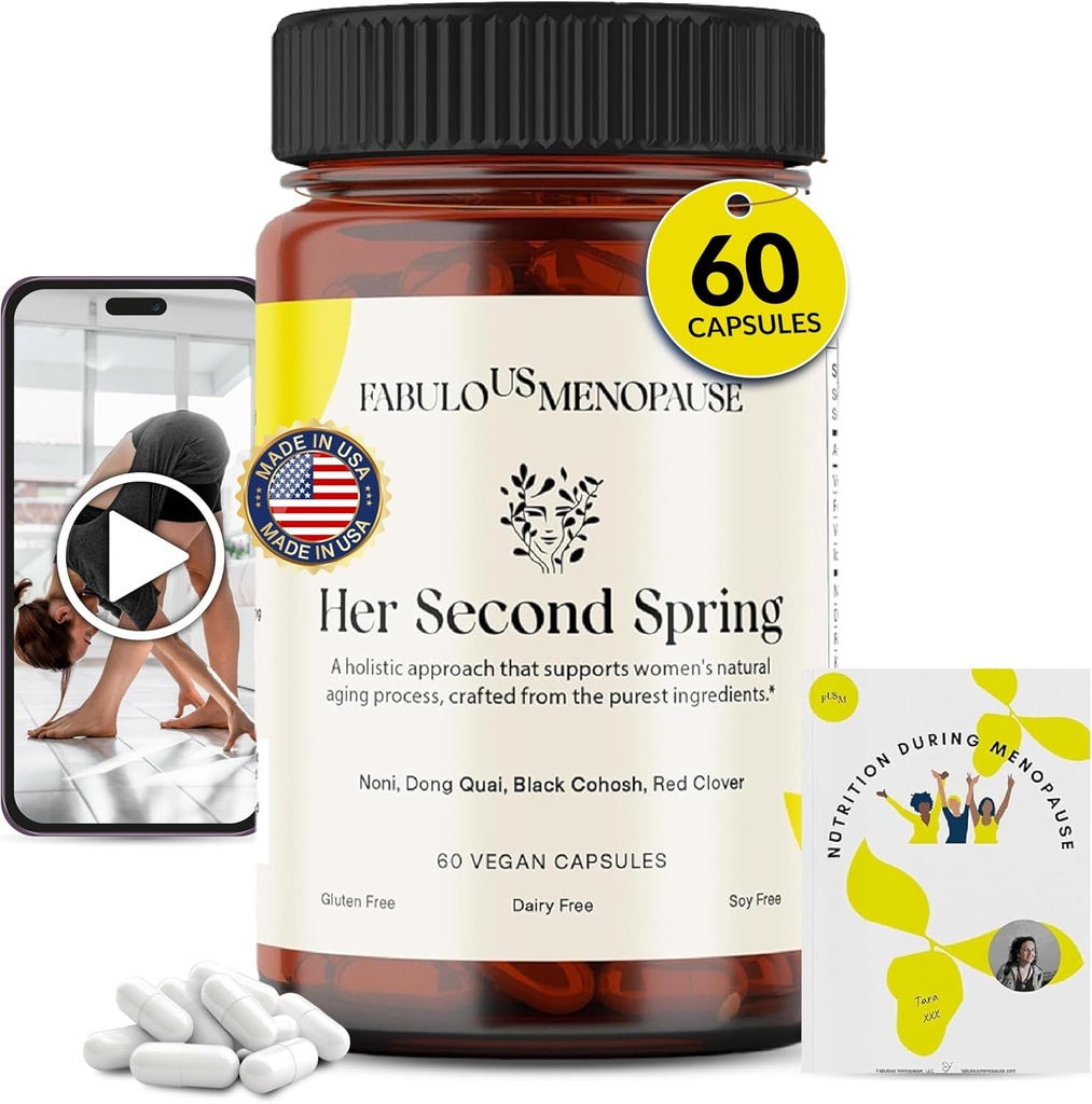 Fobulous Menopaus - Vegan Menopause Formula dengan Black Cohosh & B- Complex - Plant - Based Capsules dengan Program Resep & Pilates