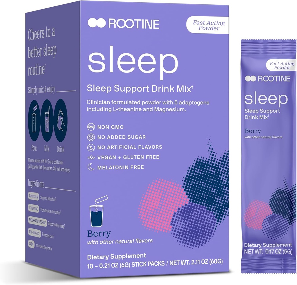 Suplemen Tidur, Melonain- Free Magnesium Quoder Tenang, GABA, L-Theanine, Myo- inositol, Tenang Minum Tidur untuk membantu Pelanam, Powder Tidur, Powder Magnesium untuk Tidur, Super Tenang Minum 24pk
