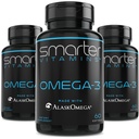 (3 Paket) Smarter Omega 3 Fish Oil, Berry Flavor, Burpless, Tastless, 2000mg, DHA EPA Triple Strength Brain, Dibuat dengan AlskOmega ®