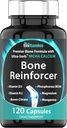 Bone Reinforcer (120 Kapsul) MCHA Calcium Suplemen dengan Vitamin D3, Magnesium, Vitamin K2, Boron Citrate, Phosponous MCHA, & Manganese 124; Persediaan Bone Kuat untuk Perempuan & Pria