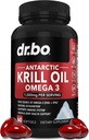 Krill Oil Omega 3 500mg - Antartika Krill Oil 10000mg Softgels Capsules EPA, DHA, Astaxanthin, Phospholipids - Omega 3 Fatty Acids Suplemen Natural Pure untuk Perempuan & Men - 60 Softgeels