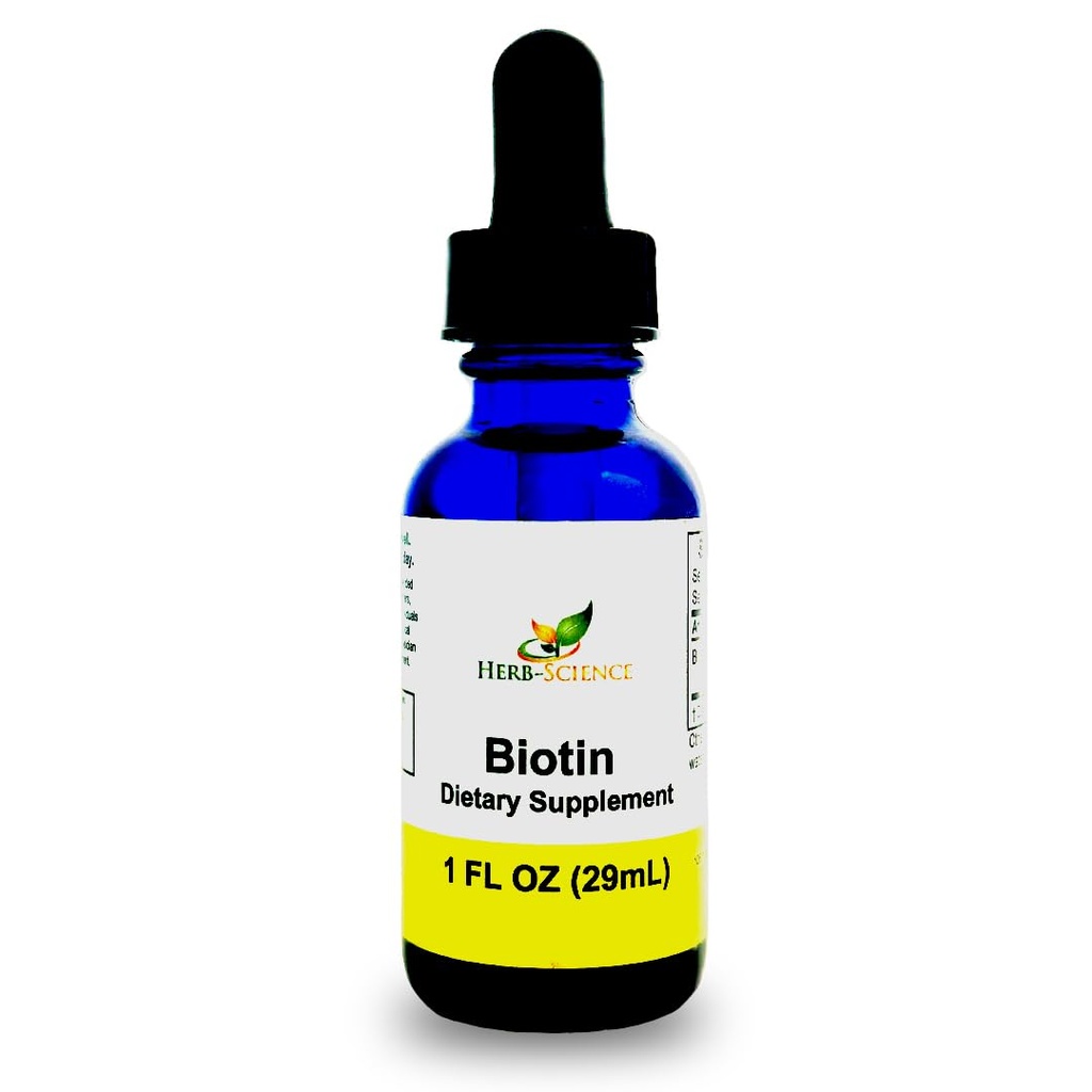 Liquid Biotin B7 - High- Absorpsi, Cold- Menekan D-Biotin USP, Vegan, Alcohol- Free, Sublingual Drops, Tidak ada Flavors Artificial, Blue Cobalt Glass Bottle untuk Potensi & Kemurnian - 1 oz
