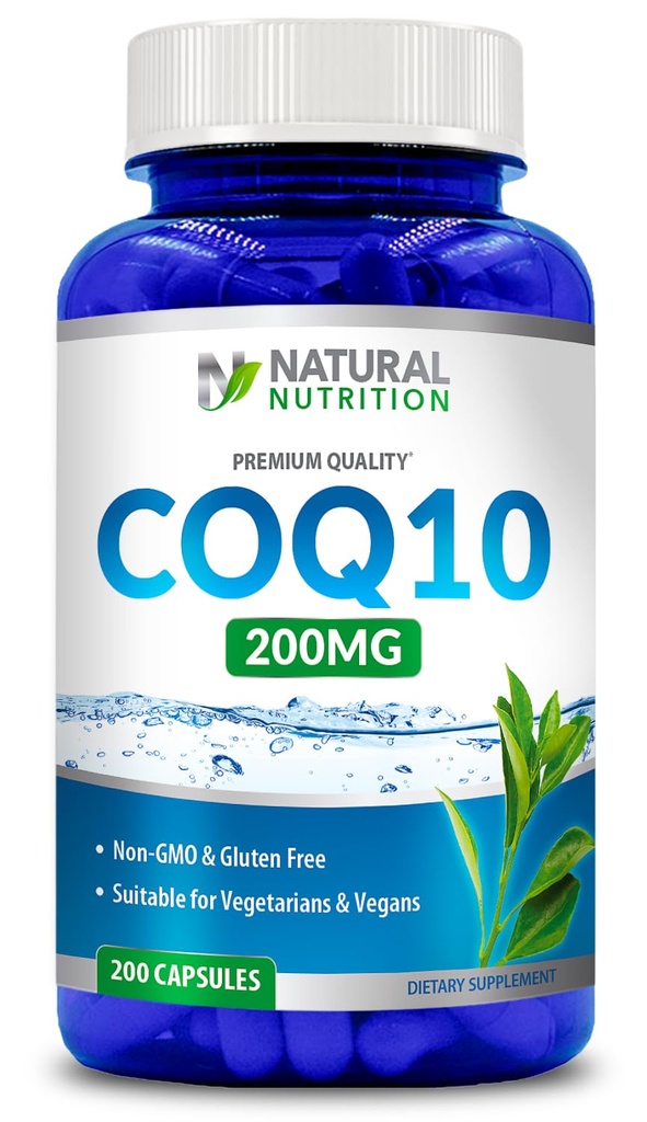 Generik Vitamin Natural Coq10 200mg, 200 Kapsul, Absorpsi Cepat - Gluten Bebas & Non- GMO