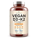 AMANDEAN Vegan Vitamin D3 K2. 5000 iu dari Algae. Semua Trans MK-7. 120 Softgels. Tumbuhan & Karrageenan Bebas.