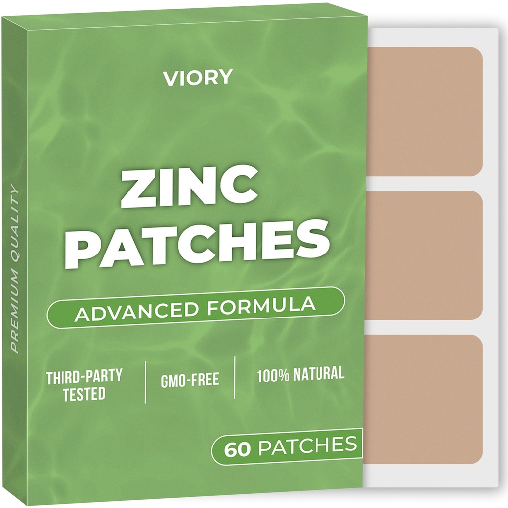Zinc Patches (Kemasan 60) - 100% Patch Alami bagi Perempuan dan Pria - dengan Biotin - Dukungan Imune & Tubuh - Enhanced Formula