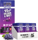 Nutrational Design Liquid Collagen LPS & Whey Protein Suplement - Minuman None-GMO, Sugar- Free - Promites Heally Skin & Hair for Men & Women, Grape, Single Serve Serve (25 Paket)