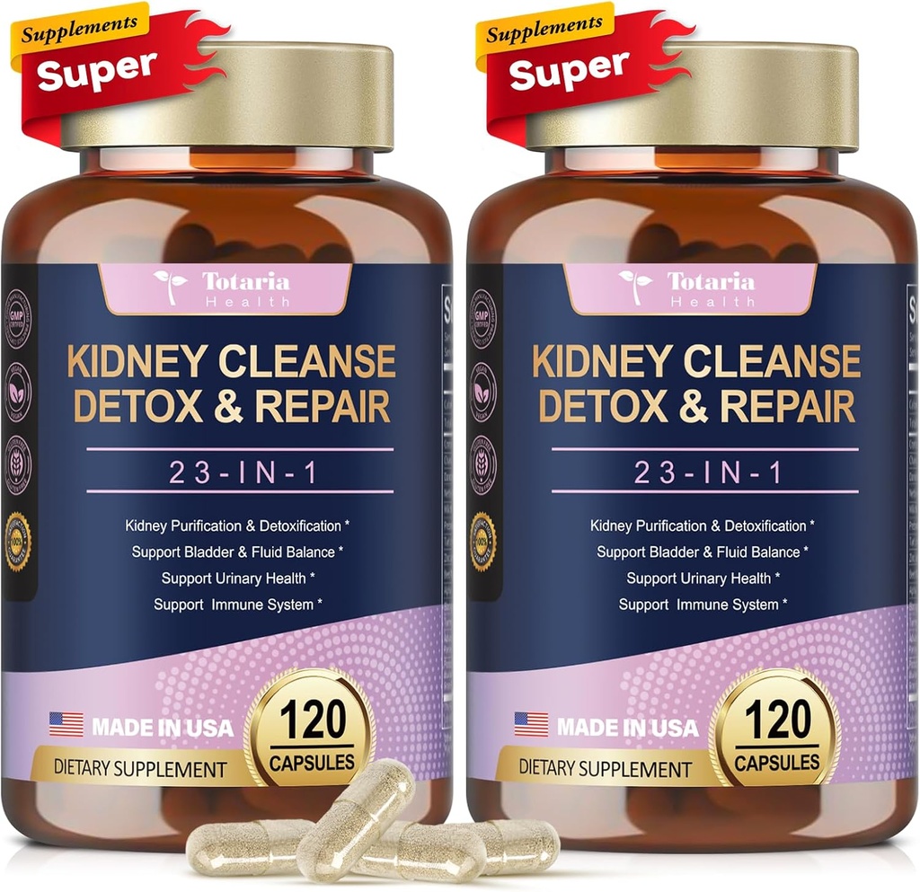 Totaria (2 P) Kidney & Liver Cleanse Detox & Repair Capsules, Chanca Piedra & Cranberry Pil untuk Liver & Kidney Dukungan Tambahan Kekuatan untuk Pemotongan Batu, Kesehatan Tract Uriner bagi Perempuan