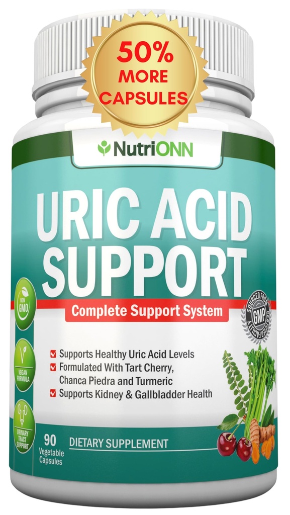 Uric Acid Flush - Herbal Uric Acid Cleanse Supplement - Dengan Tart Cherry, Seledness Seed Extract, Chanca Piedra, Cakar & Green Coffee Bean - Vegan - Support Galley dan Ginney Health