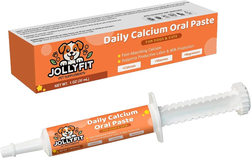 Oral Calcium for Whelping Dogs & Cats, Fast- Absorbing Calcium for Dogs, Support Whelping Labor and Milk Production, Enhances Colostrum for Puppies, Daily Calcium Supplemen untuk Pets - 1 oz