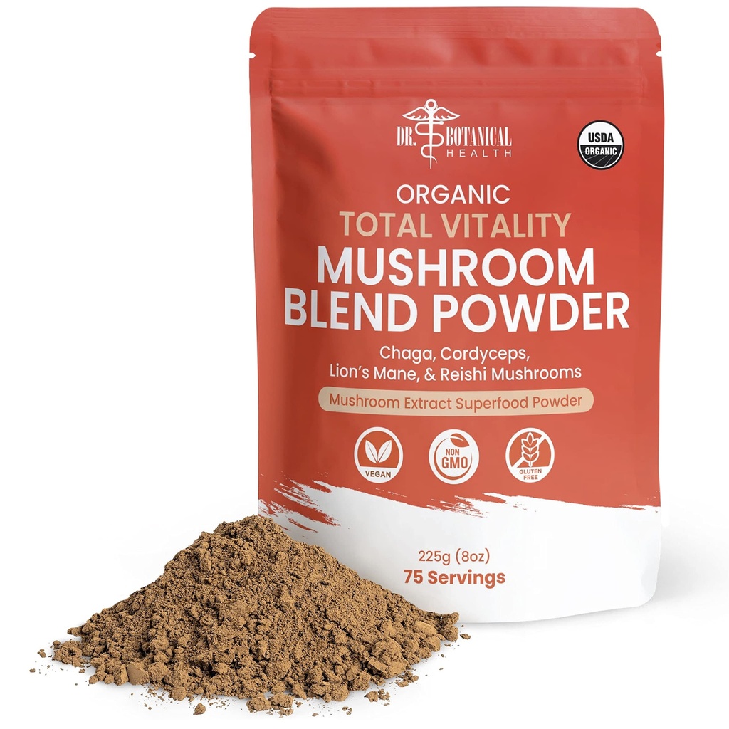 Mane, Mane, dan Chaga Mushroom Extract Complex, Mushroom Blend Pounder for Imune Boost & Brain Add to Coffee, Tea or Water