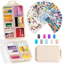 14 Grids Travel Pill Organizer Box dengan 415- Pcs Medics Name Label - Pocket Daily Farmacy Case Container Kit