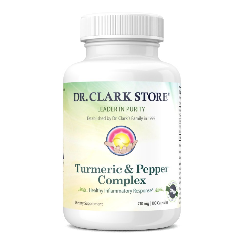 Dr Clark Store Turmeric & Black Pepper Extract - 710mg, 100 Capsules, Hamilune Dukungan, Antioksidant, Direstry Tambahan Kesehatan untuk orang dewasa