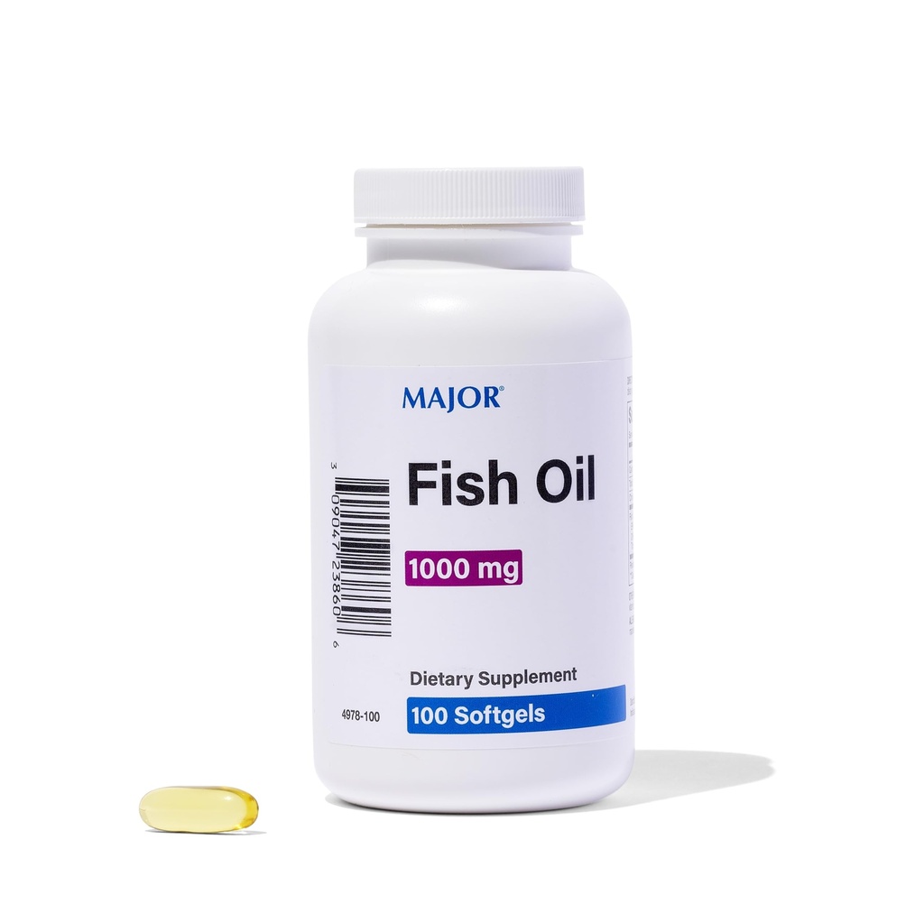 MAJOR Omega- 3 Minyak Ikan - Tambahan Minyak Ikan 1000mg - 100 Softgels (1 - Pack)