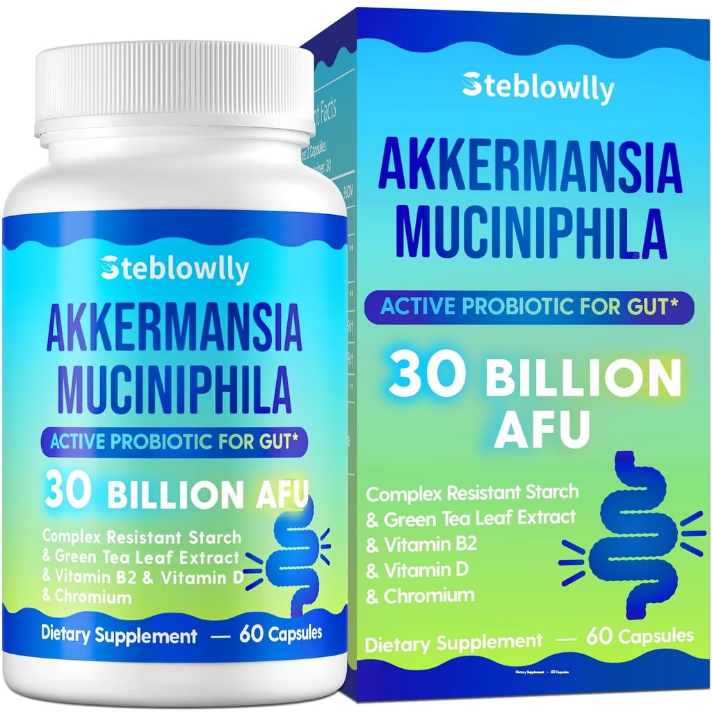 Probiotik Akkermansia, GLP-1, Prosesi Strain Langsung untuk Perempuan & Pria, GLP 1 Suplemen untuk Kesehatan Gut, Digetical, Metabolic *, Imunes, dengan Chromium, Green Tea Leaf, 60 Capsule
