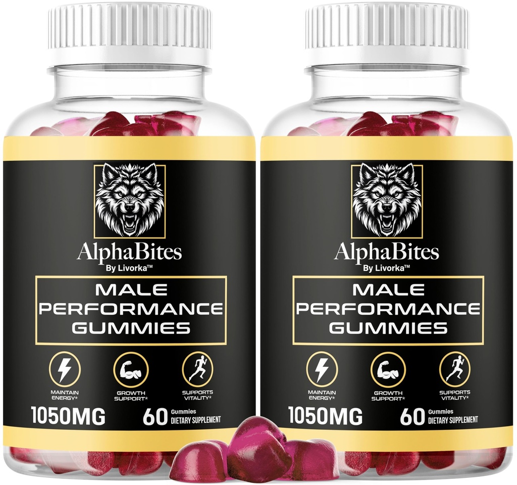 (2 Pack) Alpha Bite - asli Formula 7 dalam 1 Alpha Bite Gummies, AlphaBites for Men, Resmi Alpha Bite Advanced Premium Formula dan Energi, Alpha Bite Gummy Review, selama 2 Bulan