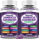 Dukungan Imuniune Elderberry, Dukungan Harian untuk Anak dan Orang Dewasa *, dengan Sambucus Elderberry, Zinc, Vitamin C, D3, B6, B12, Plus - Dietary Supplemen - 140 Count