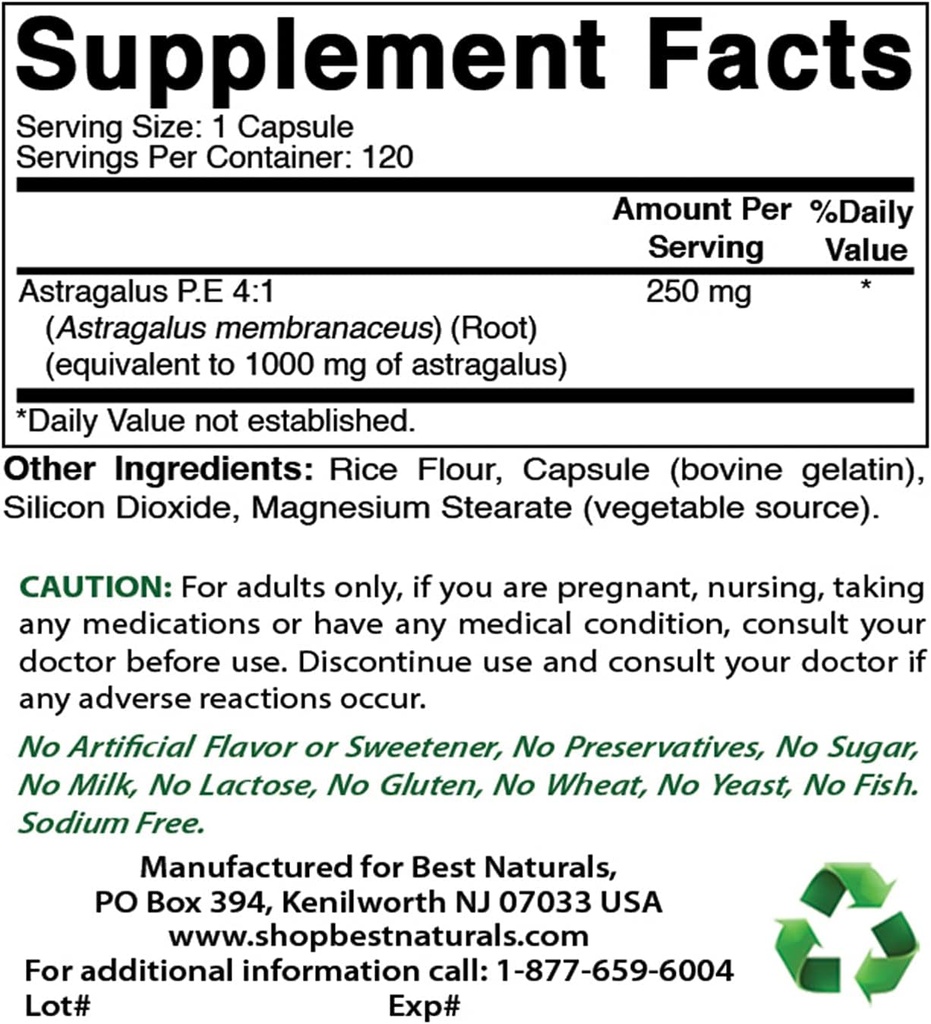 Astragalus Terbaik 1000 mg & Magnesium Glycinate 425 mg