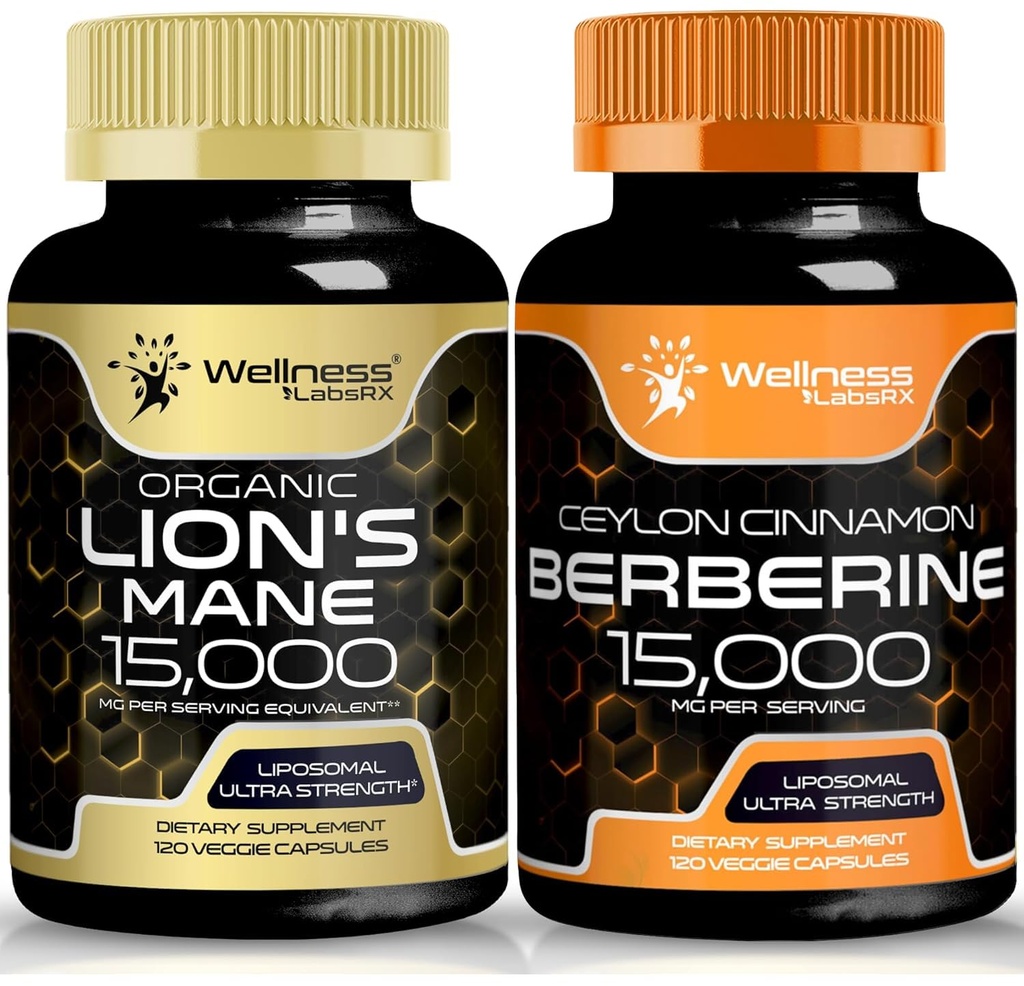 WELLNESS LABSRX Lions Mane Capsules dan Berberine Capsules 12.4; Bundle