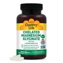Country Life Cheleated Magnesium Glycinate 400mg, 90 Tablet, Gluten Bebas, Vegan Tersertifikat, Halal, Non- GMO Verified