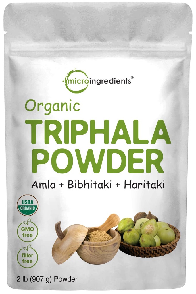 Mikro Ingredians Organik Triphala Powder, 2 Pounds (Amla + Haritaki + Bibhitaki)