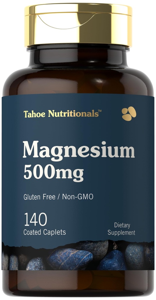 Tahoe Nutritionals Magnesium 124; 500mg 124; 140 Caplets berlapis 124; Non- GMO dan Gluten Free Suplemen