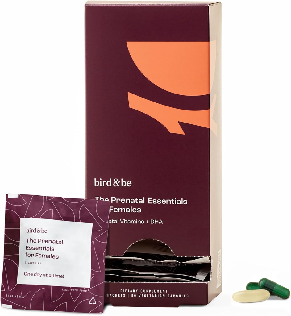 Esensial Prenatal bagi Femals - Vitamin untuk mendukung Kehamilan - Asam Folic, Methylated Folate, DHA (Omega -3), Choline and More - 30- Day Suppply