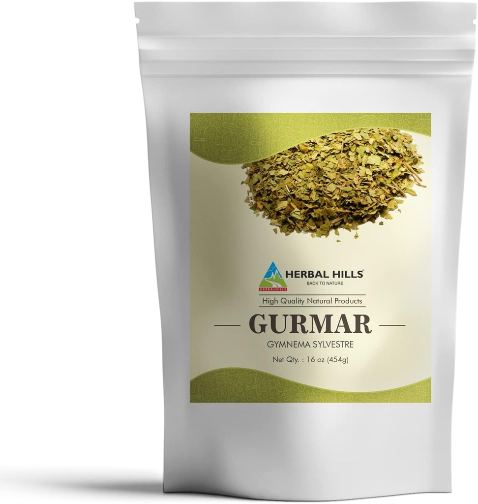 HERBAL HILLS Gurmar Powder (Gymnema Sylvester vestre / Natural Gudmar Leaf Powder) Average Gudmar Leaf Leader) 14; 16 Oz (454 GMS) Average 124; Bantuan untuk mempertahankan Levels Normal Guvels